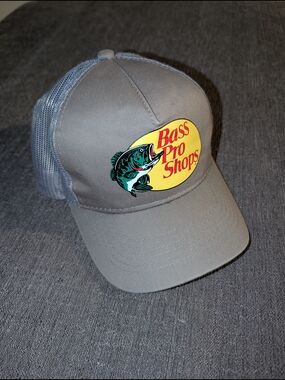 Bass Pro Shops Gray Trucker Hat with Yellow Logo